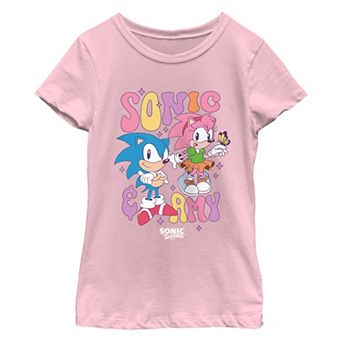 Girls 7-16 Sonic the Hedgehog Sonic & Amy Vibrant Portrait Graphic Tee