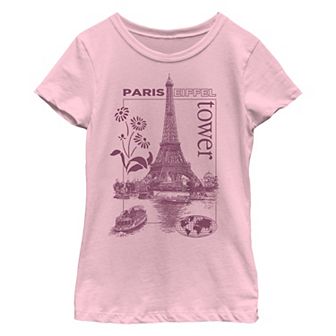 Girls 7-16 Paris Eiffel Tower Scene Graphic Tee