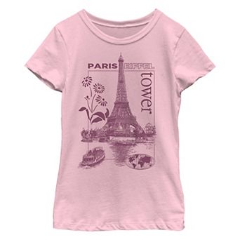 Girls 7-16 Paris Eiffel Tower Scene Graphic Tee