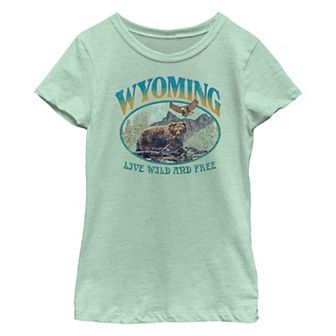 Girls 7-16 Wyoming Live Wild And Free Graphic Tee