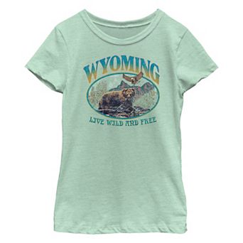 Girls 7-16 Wyoming Live Wild And Free Graphic Tee