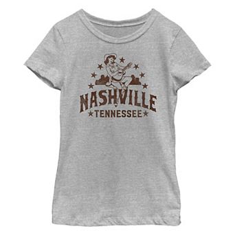 Girls 7-16 Nashville Tennessee Cowgirl Playing Guitar Graphic Tee