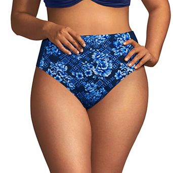 Plus Size Lands' End Seamed High Waisted Bikini Bottoms