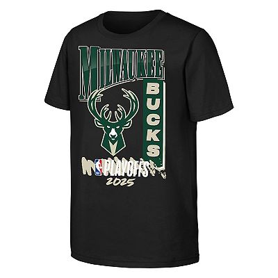Youth Black Milwaukee Bucks 2025 NBA Playoffs Hype T-Shirt
