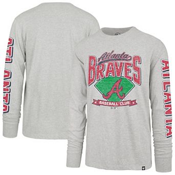 Men's�'47 Gray Atlanta Braves Big & Tall Distressed Franklin Long Sleeve T-Shirt