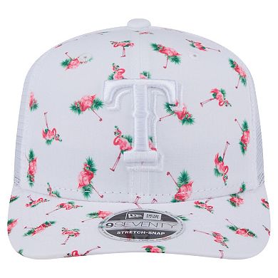 Men's New Era White Texas Rangers Flamingo Mesh Back 9SEVENTY Stretch-Snap Hat