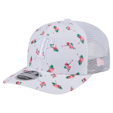 Men's New Era White Texas Rangers Flamingo Mesh Back 9SEVENTY Stretch-Snap Hat