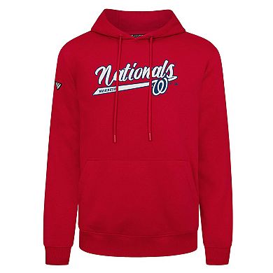 Men's Levelwear Red Washington Nationals Podium Fleece Pullover Hoodie