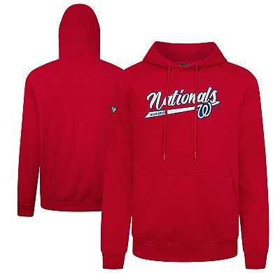 Men's Levelwear Red Washington Nationals Podium Fleece Pullover Hoodie