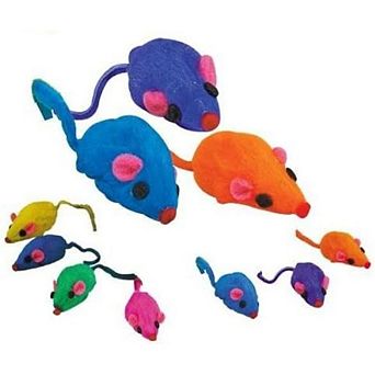Rainbow Rattling Mice - Bag of 20 - Cat Fun Toy by Cat Mat