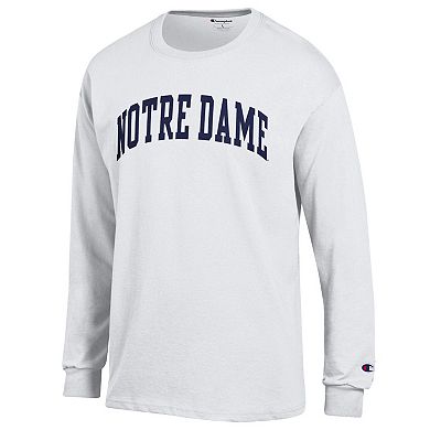 Men's Champion White Notre Dame Fighting Irish Basic Arch Long Sleeve T-Shirt