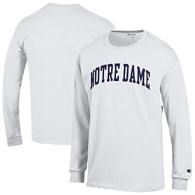Men's Champion White Notre Dame Fighting Irish Basic Arch Long Sleeve T-Shirt