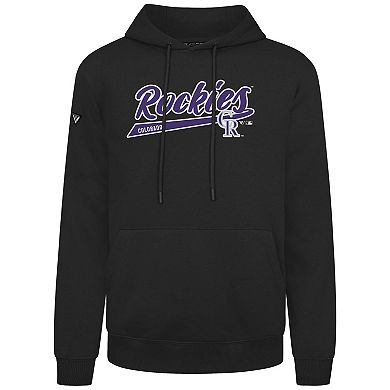 Men's Levelwear Black Colorado Rockies Podium Fleece Pullover Hoodie