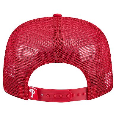 Men's New Era Red Philadelphia Phillies Retro Satin Script Golfer Adjustable Hat