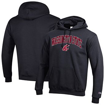 Men's Champion Black Washington State Cougars Arched Logo Fleece Pullover Hoodie