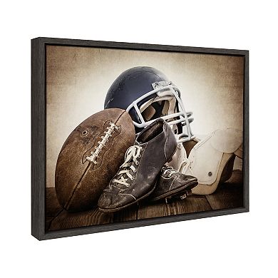 Sylvie Vintage Football Gear Framed Canvas by Shawn St. Peter