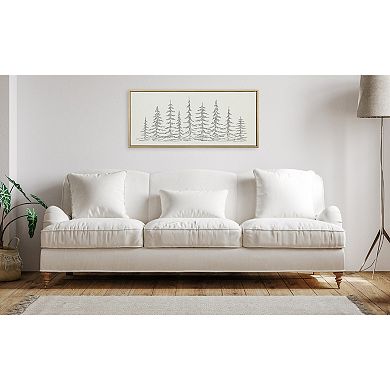 Sylvie Minimalist Evergreen Trees Sketch Framed Canvas by The Creative Bunch Studio