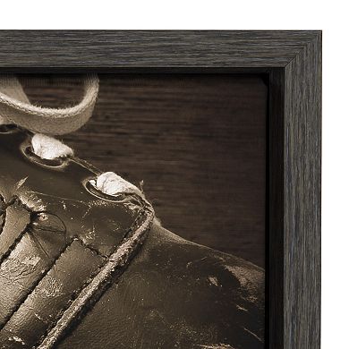 Sylvie Leather Hockey Skates Framed Canvas By Shawn St. Peter