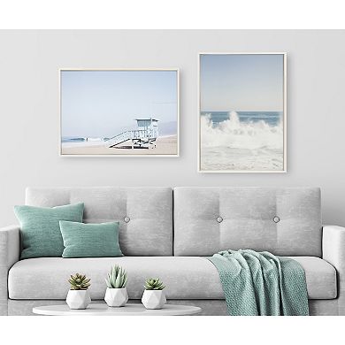 Sylvie Pale Blue Life Guard Tower Framed Canvas by Caroline Mint