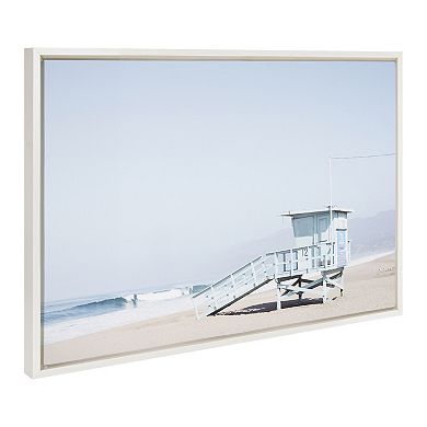 Sylvie Pale Blue Life Guard Tower Framed Canvas by Caroline Mint