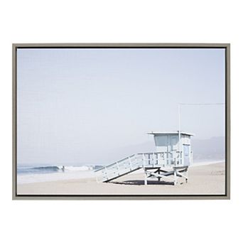Sylvie Pale Blue Life Guard Tower Framed Canvas by Caroline Mint