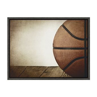 Sylvie Vintage Half Basketball Framed Canvas by Shawn St. Peter