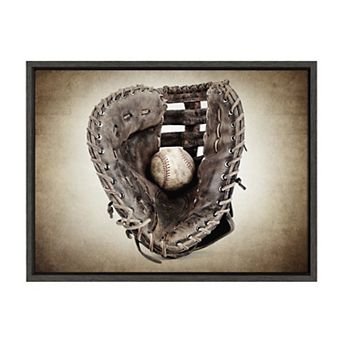 Sylvie Vintage Baseball Glove Framed Canvas By Shawn St. Peter