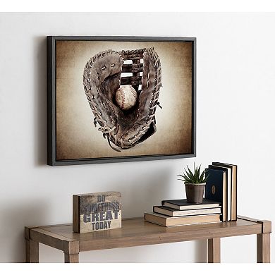 Sylvie Vintage Baseball Glove Framed Canvas By Shawn St. Peter