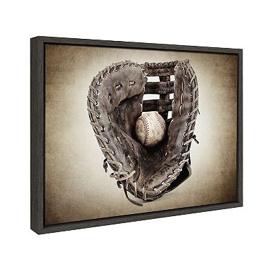 Sylvie Vintage Baseball Glove Framed Canvas By Shawn St. Peter