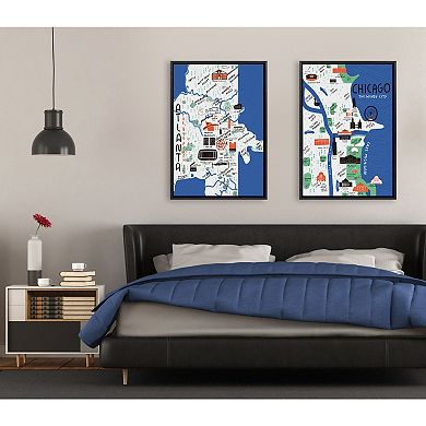 Sylvie Chicago Illustration Framed Canvas by Stacie Bloomfield