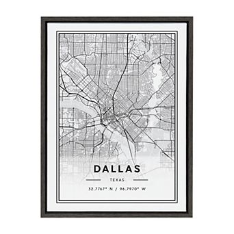 Sylvie Dallas Modern Map Framed Canvas by Jake Goossen