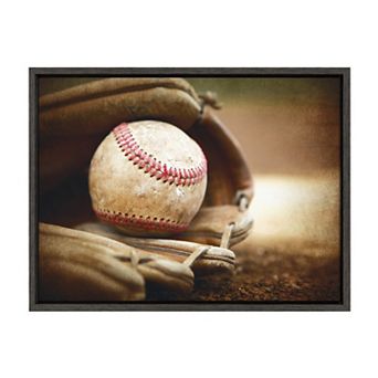 Sylvie Baseball Glove Framed Canvas by Shawn St. Peter