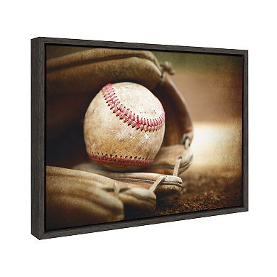 Sylvie Baseball Glove Framed Canvas by Shawn St. Peter