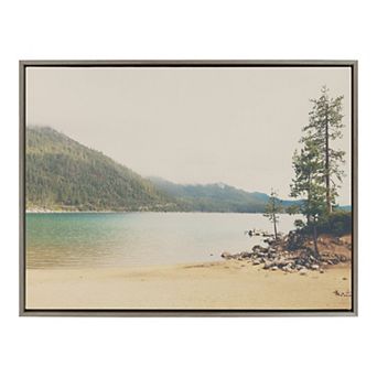 Sylvie Lake Tahoe California Mountain Sand Harbor Framed Canvas by Laura Evans