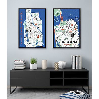 Sylvie San Francisco Illustration Framed Canvas by Stacie Bloomfield