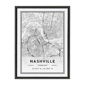 Sylvie Nashville Modern Map Framed Canvas by Jake Goossen