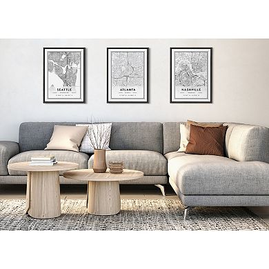 Sylvie Nashville Modern Map Framed Canvas by Jake Goossen