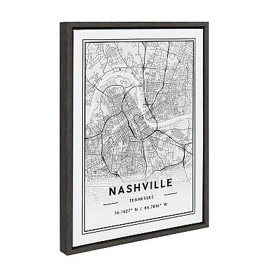 Sylvie Nashville Modern Map Framed Canvas by Jake Goossen
