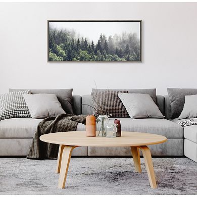 Sylvie Lush Green Forest On A Foggy Day Framed Canvas by The Creative Bunch Studio