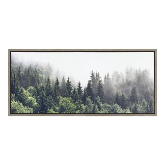 Sylvie Lush Green Forest On A Foggy Day Framed Canvas by The Creative Bunch Studio