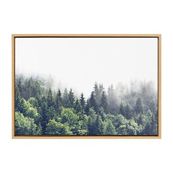 Sylvie Lush Green Forest On A Foggy Day Framed Canvas by The Creative Bunch Studio