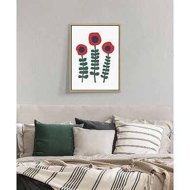 Sylvie Red Flowers Framed Canvas by Myriam Van Neste