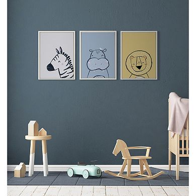 Sylvie Inky Lion Framed Canvas by Lauradidthis