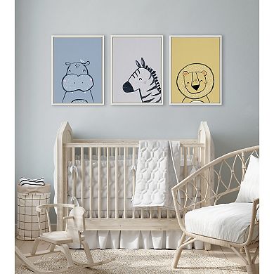 Sylvie Inky Lion Framed Canvas by Lauradidthis