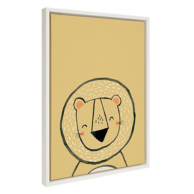 Sylvie Inky Lion Framed Canvas by Lauradidthis