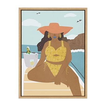 Sylvie Lady on a Boat Framed Canvas by Queenbe Monyei