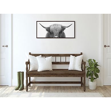 Sylvie Hey Dude Highland Cow Framed Canvas by The Creative Bunch Studio