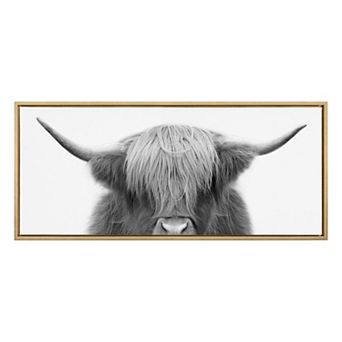 Sylvie Hey Dude Highland Cow Framed Canvas by The Creative Bunch Studio