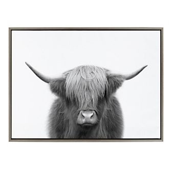Sylvie Hey Dude Highland Cow Framed Canvas by The Creative Bunch Studio