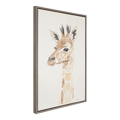 Sylvie Watercolor Giraffe Framed Canvas by Patricia Shaw